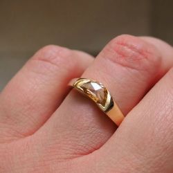 Golden Champagne Crescent Moon Shape Cove Ring For Women
