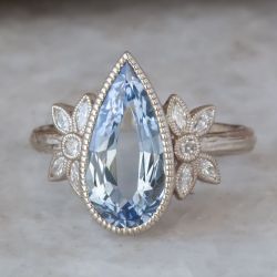 Unique Pear Cut Aquamarine Sapphire Engagement Ring For Women