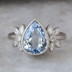 Unique Pear Cut Aquamarine Sapphire Engagement Ring For Women