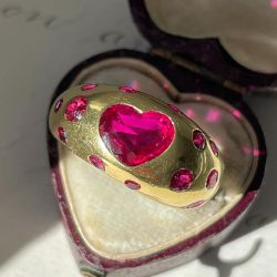 Vintage Heart Cut Ruby Sapphire Engagement Ring For Women