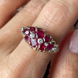 Two Tone Round Cut Ruby & White Sapphire Wedding Band Ring For Women