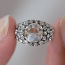 Antique Two Tone White Sapphire Round Cut Engagement Ring For Women