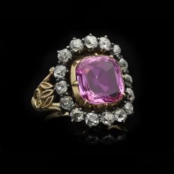 Antique Pink Sapphire Cushion Cut Engagement Ring For Women