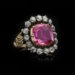 Antique Pink Sapphire Cushion Cut Engagement Ring For Women