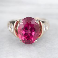 Vintage Two Tone Oval Cut Ruby Sapphire Cocktail Ring For Women