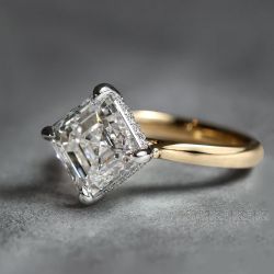 Classic Asscher Cut White Sapphire Hidden Halo Engagement Ring For Women