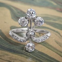 Art Deco Round Cut White Sapphire Cocktail Ring For Women