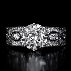Antique Two Tone Round Cut White Sapphire Engagement Ring For Women