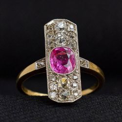 Vintage Two Tone Ruby Sapphire Cushion Cut Engagement Ring For Women