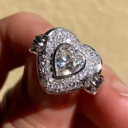 Vintage Heart Cut White Sapphire Engagement Ring For Women