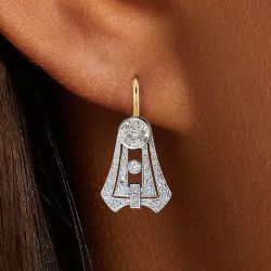 Two Tone White Sapphire Round Cut Drop Earrings & Pendant Necklace Set For Women