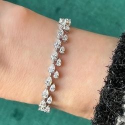 Pear Cut White Sapphire Tennis Bracelet For Women