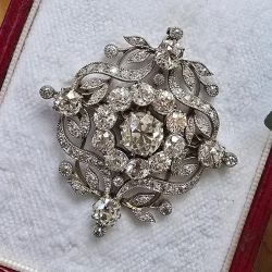Antique White Sapphire Round Cut Brooch