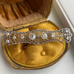Art Deco White Sapphire Round Cut Brooch