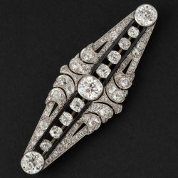 Two Tone Art Deco Round Cut White Sapphire Brooch