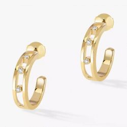 Golden White Sapphire Round Cut Hoop Earrings  
