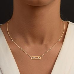 Golden Round Cut White Sapphire Pendant Necklace For Women
