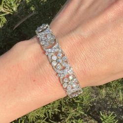 Milgrain White Sapphire Pear & Round Cut Tennis Bracelet For Women