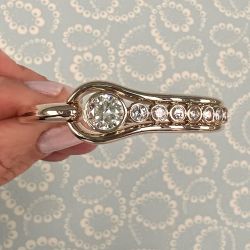 Golden Round Cut White Sapphire Bangle Bracelet