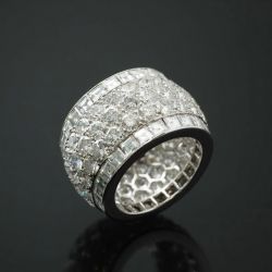 Five Row Round & Asscher Cut White Sapphire Eternity Wedding Band Ring