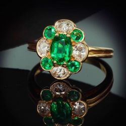 Halo Oval & Round Cut Emerald & White Sapphire Enaggement Ring (3.05 CT. TW.)