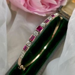 Emerald & Round Cut Ruby & White Sapphire Bangle Bracelet (4.36 CT. TW.)