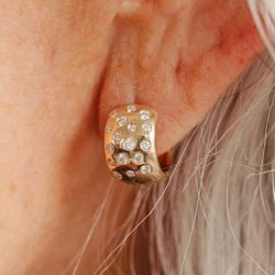 Golden Round Cut White Sapphire Hoop Earrings For Women