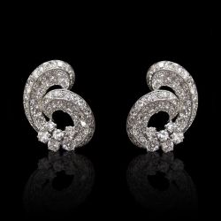 Unique White Sapphire Round Cut Stud Earrings