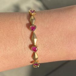 Unique Heart Cut Ruby Sapphire Tennis Bracelet For Women (6.5 CT. TW.)