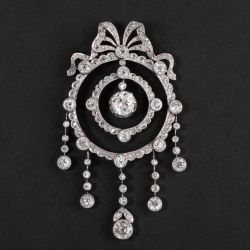 Halo Milgrain White Sapphire Round Cut Brooch Pendant Necklace