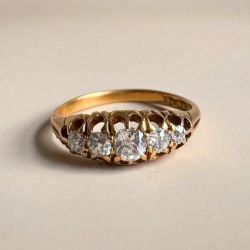 Five Stone Round Cut White Sapphire Wedding Band Ring