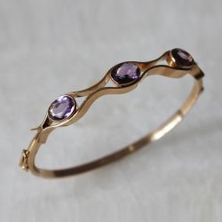 Bezel Oval Cut Amethyst Sapphire Bangle Bracelet (7.50 CT. TW.)
