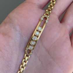 Golden Round Cut White Sapphire Slidable Tennis Bracelet