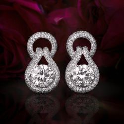 Halo Pave Setting White Sapphire Round Cut Stud Earrings For Women