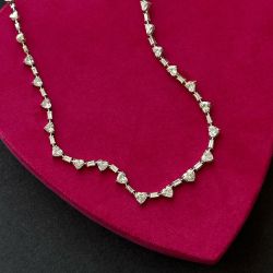 Heart & Baguette Cut White Sapphire Tennis Necklace For Women