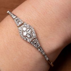 Milgrain Halo Round Cut White Sapphire Tennis Bracelet