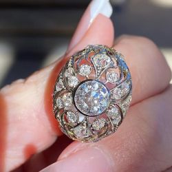Art Deco Round Cut White Sapphire Engagement Ring For Women