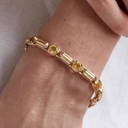 Golden Bezel Cushion Cut Yellow Sapphire Tennis Bracelet