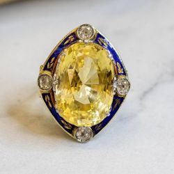 Vintage Oval Cut Yellow Sapphire Cocktail Engagement Ring For Women