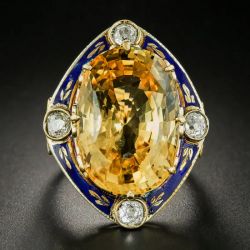 Vintage Cushion Cut Yellow Sapphire Cocktail Engagement Ring For Women