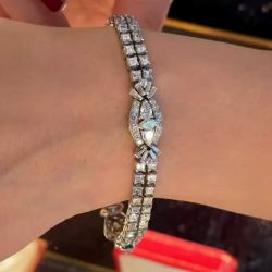 Marquise & Pear & Asscher Cut White Sapphire Vintage Tennis Bracelet For Women