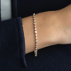 Elegant Golden Multi Setting Round Cut White Sapphire Tennis Bracelet For Women
