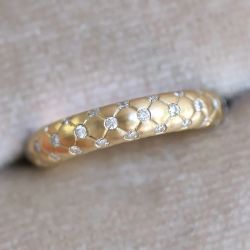 Vintage Golden Round Cut White Sapphire Half Eternity Wedding Band Ring