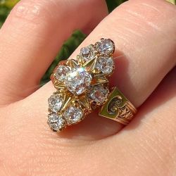 Golden Cushion & Round Cut White Sapphire Cocktail Engagement Ring For Women