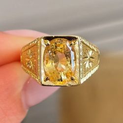 Golden Solitaire Oval Cut Yellow Sapphire Engagement Ring 5.0 CT. TW.