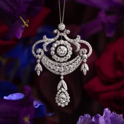 Milgrain Round & Pear Cut White Sapphire Vintage Pendant Necklace For Women