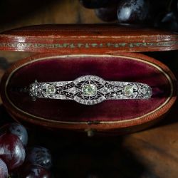 Bezel Cushion & Round Cut Yellow & White Sapphire Art Deco Bangle Bracelet