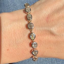 Bezel Cushion & Oval & Pear Cut White Sapphire Tennis Bracelet For Women