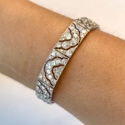 Round Cut White Sapphire Art Deco Tennis Bracelet For Women