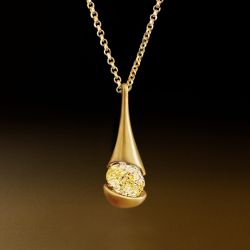 Golden Oval Cut Yellow Sapphire Pendant Necklace For Women